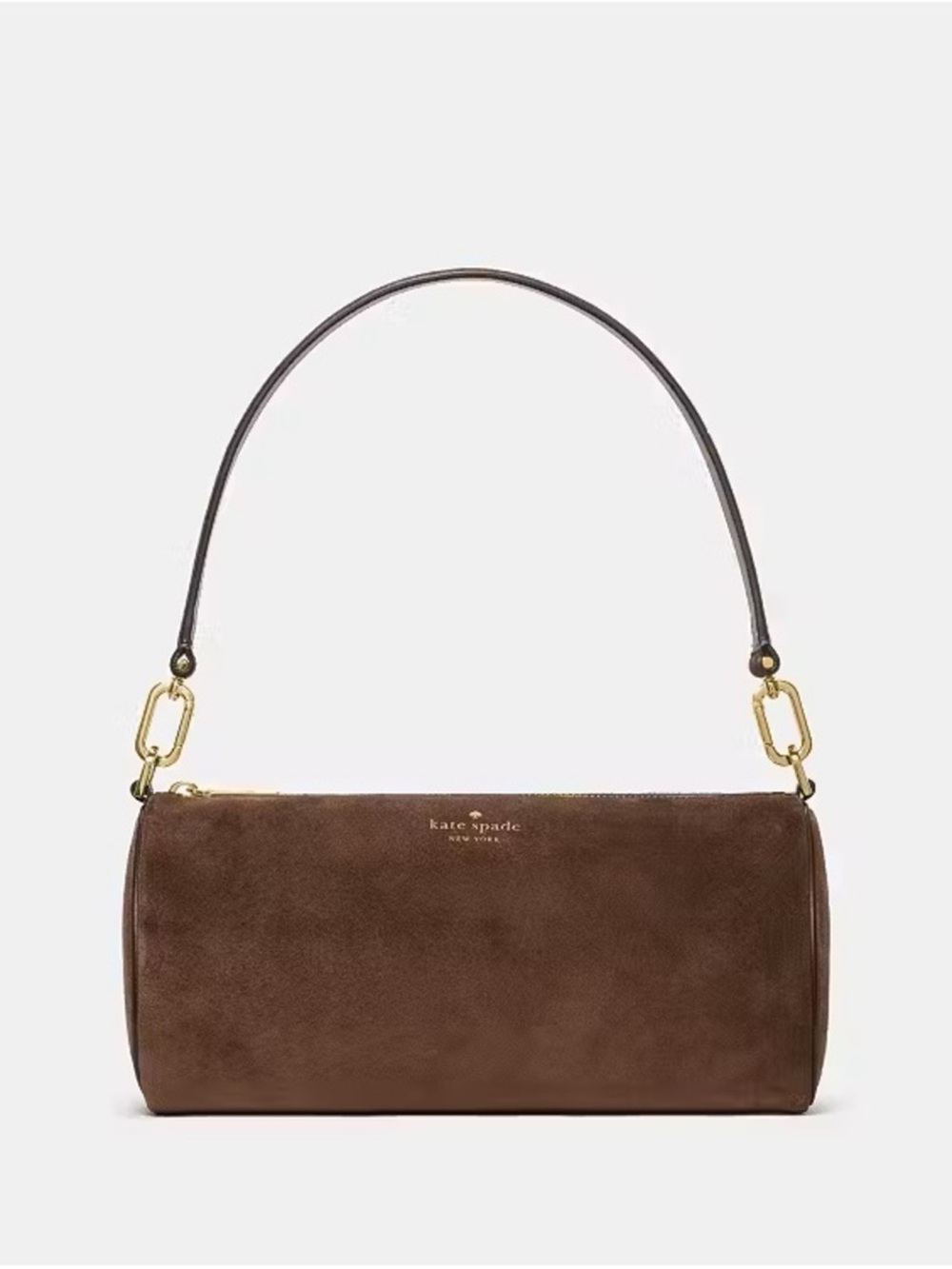 Kate Spade Roulette Suede Shoulder Bag Hot Fudge Chocolate Brown - Picture 2 of 4